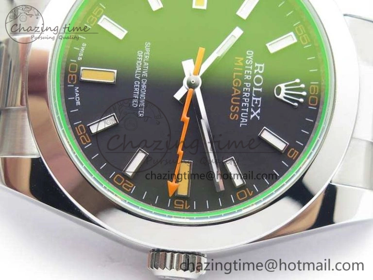 Milgauss 116400 GV ARF 1:1 Best Edition Green Sapphire Black Dial On SS Bracelet A2824