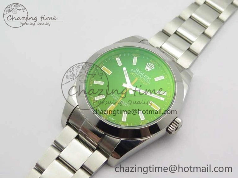 Milgauss 116400 GV ARF 1:1 Best Edition Green Sapphire Black Dial On SS Bracelet A2824
