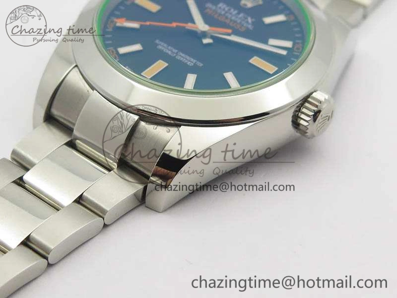Milgauss 116400 GV ARF 1:1 Best Edition Green Sapphire Black Dial On SS Bracelet A2824