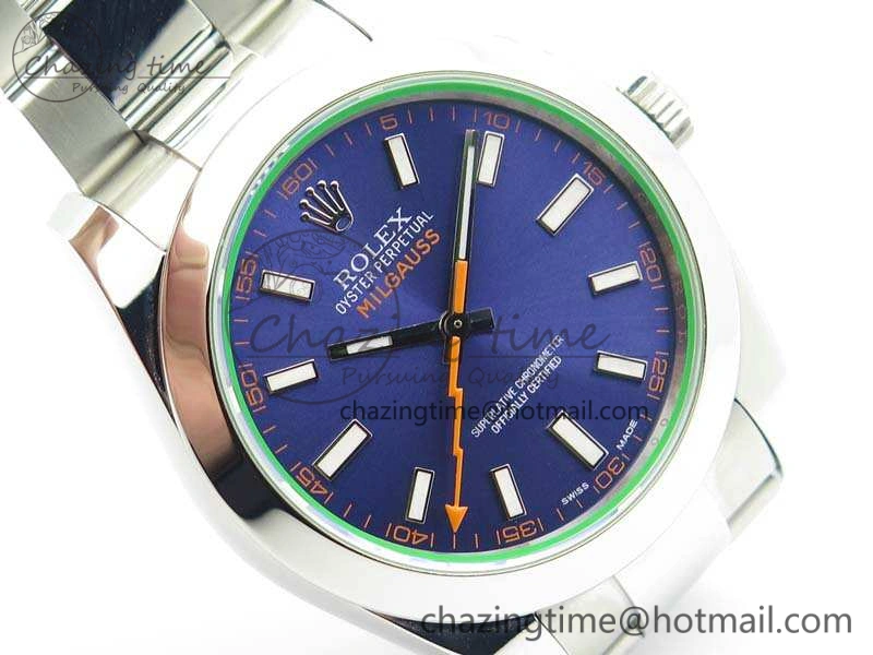 Milgauss 116400 GV ARF 1:1 Best Edition Green Sapphire Blue Dial On SS Bracelet A2824