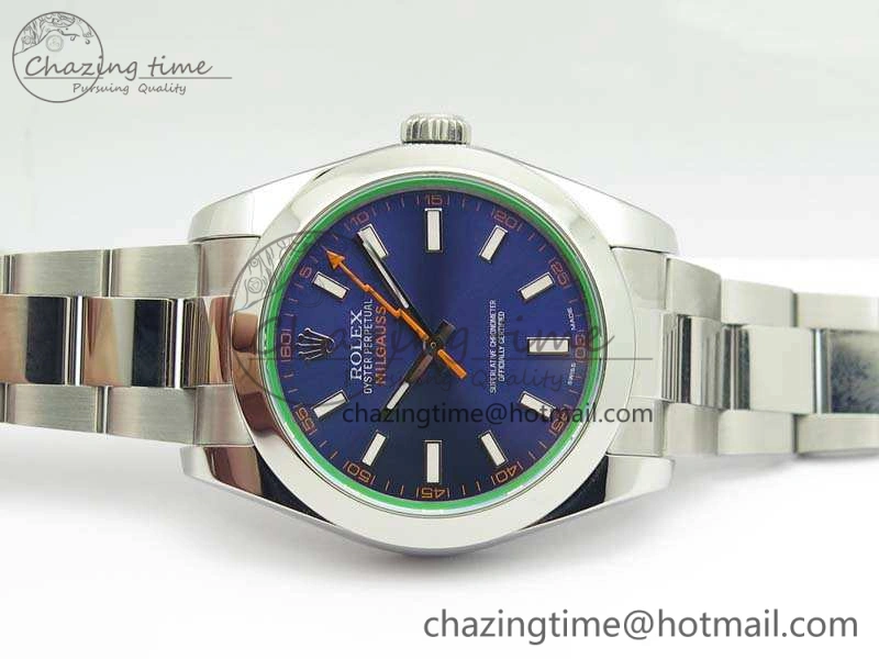 Milgauss 116400 GV ARF 1:1 Best Edition Green Sapphire Blue Dial On SS Bracelet A2824