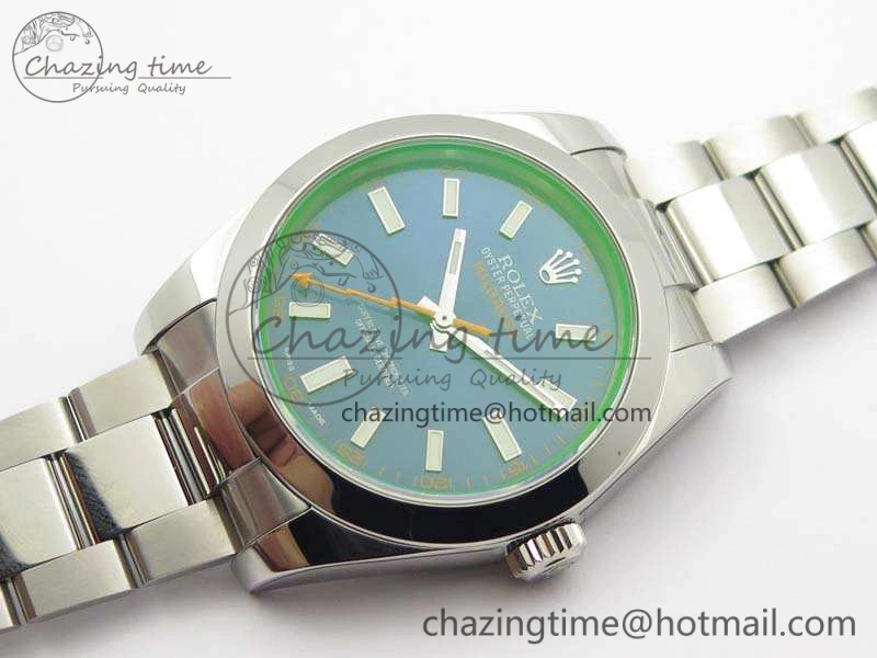 Milgauss 116400 GV ARF 1:1 Best Edition Green Sapphire Blue Dial On SS Bracelet A2824