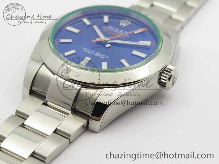 Milgauss 116400 GV ARF 1:1 Best Edition Green Sapphire Blue Dial On SS Bracelet A2824