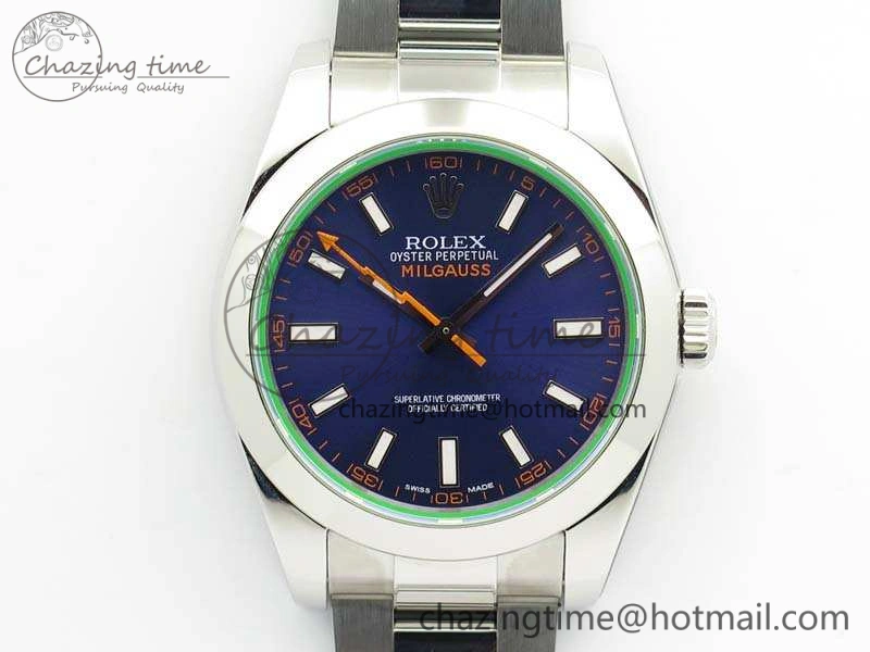 Milgauss 116400 GV ARF 1:1 Best Edition Green Sapphire Blue Dial On SS Bracelet SA3131