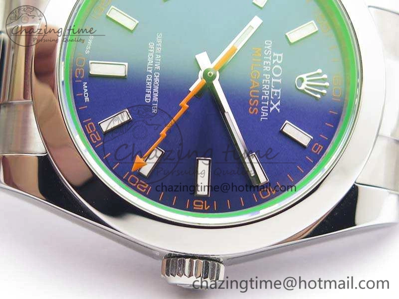 Milgauss 116400 GV ARF 1:1 Best Edition Green Sapphire Blue Dial On SS Bracelet SA3131