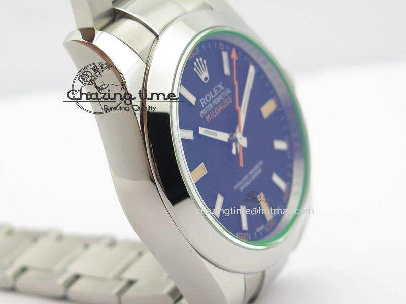 Milgauss 116400 GV JF 1:1 Green Sapphire Black Dial On SS Bracelet A2824 V2