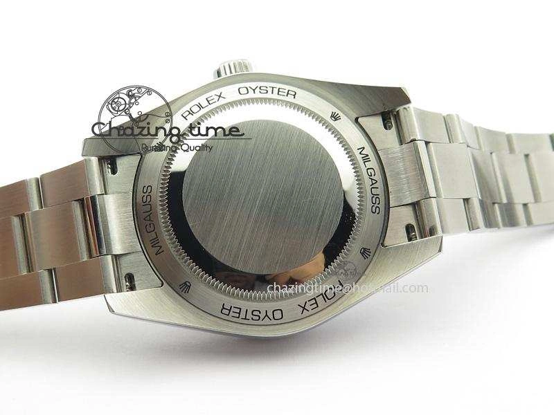 Milgauss 116400 GV JF 1:1 Green Sapphire Black Dial On SS Bracelet A2824 V2