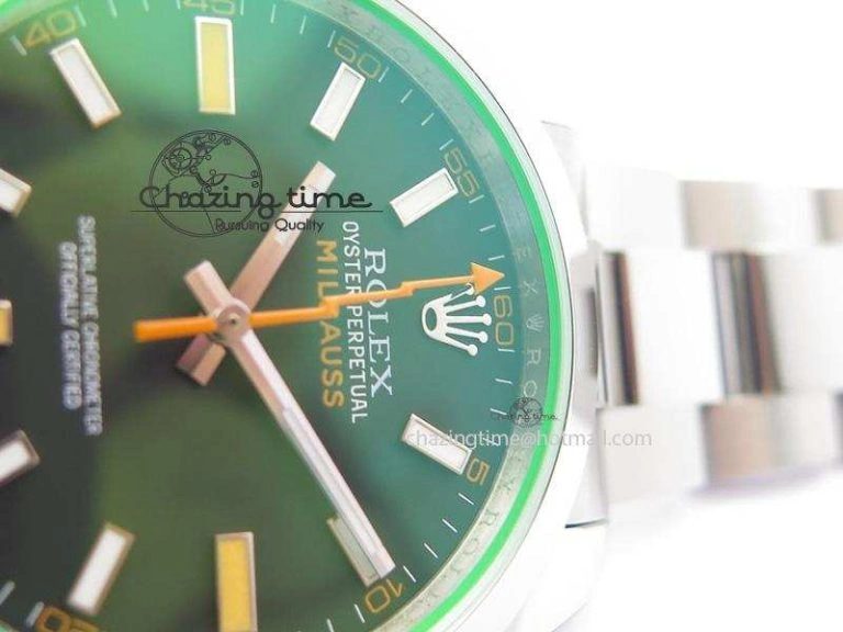Milgauss 116400 GV JF 1:1 Green Sapphire Black Dial On SS Bracelet SA3131