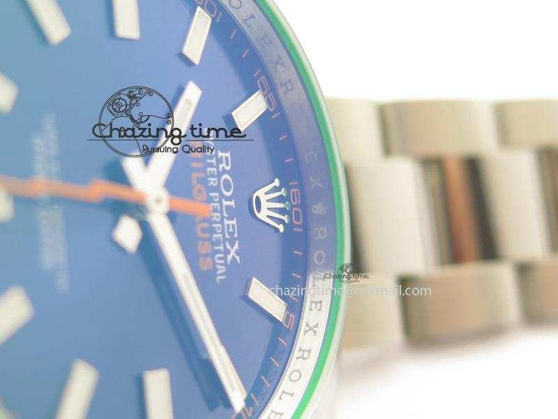 Milgauss 116400 GV JF 1:1 Green Sapphire Blue Dial On SS Bracelet A2824 V2