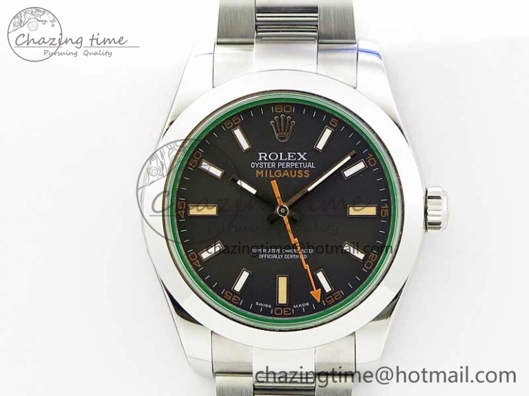 Milgauss 116400 GV Noob 1:1 Best Edition Green Sapphire Black Dial on SS Bracelet A2836