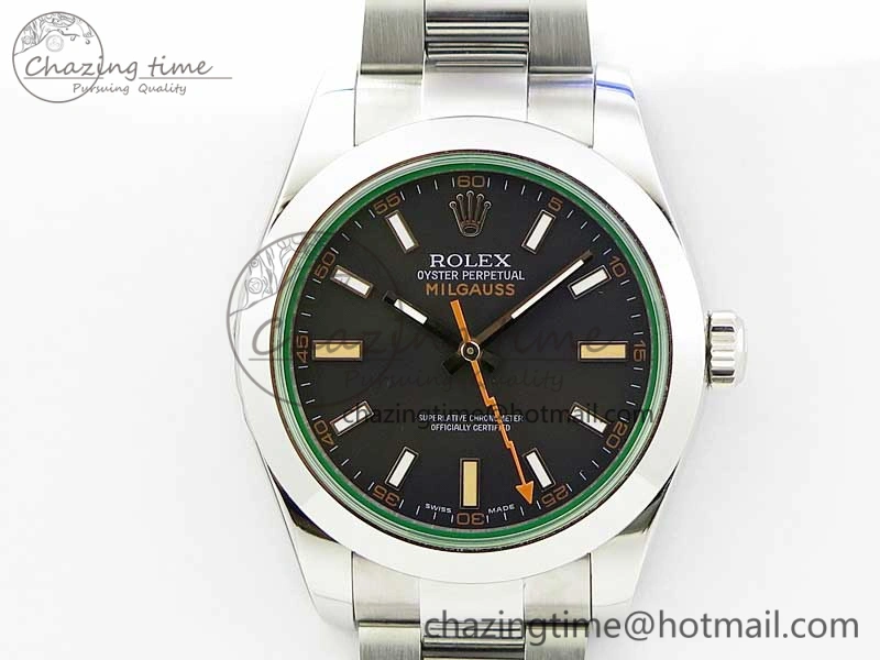 Milgauss 116400 GV Noob 1:1 Best Edition Green Sapphire Black Dial on SS Bracelet A2836