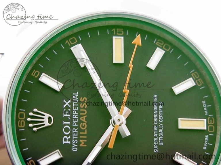 Milgauss 116400 GV Noob 1:1 Best Edition Green Sapphire Black Dial on SS Bracelet A2836