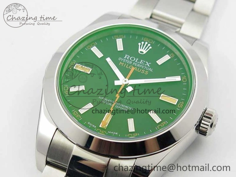 Milgauss 116400 GV Noob 1:1 Best Edition Green Sapphire Black Dial on SS Bracelet A2836