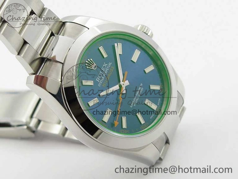 Milgauss 116400 GV Noob 1:1 Best Edition Green Sapphire Black Dial on SS Bracelet A2836