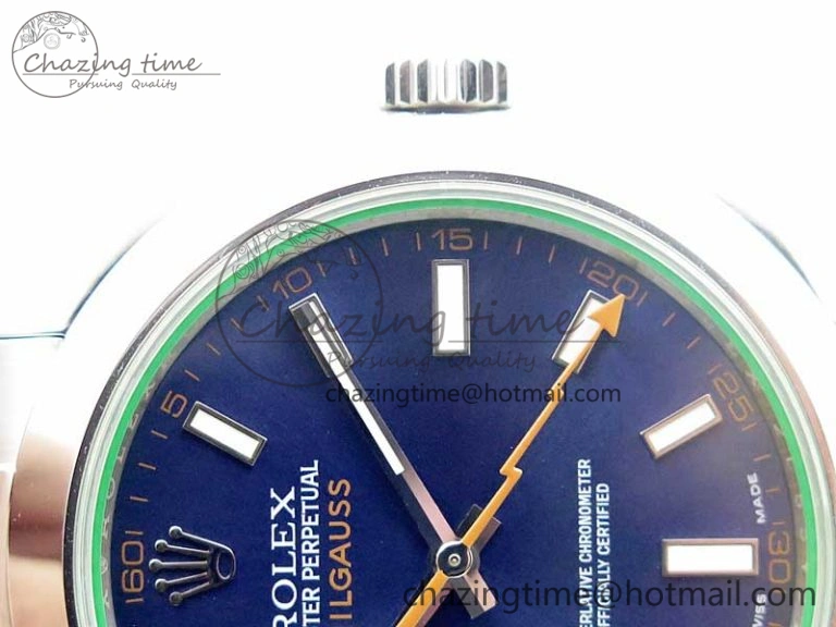 Milgauss 116400 GV Noob 1:1 Green Sapphire Blue Dial on SS Bracelet A2836