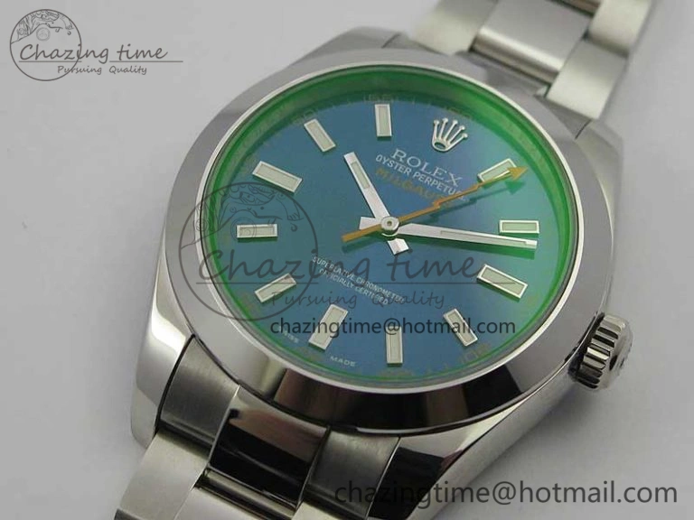 Milgauss 116400 GV Noob 1:1 Green Sapphire Blue Dial on SS Bracelet A2836