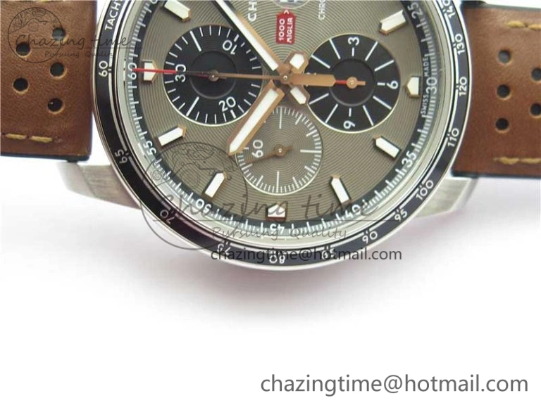 Mille Miglia 168571 SS V7F 1:1 Best Edition Gray Dial On Brown Rubber Strap A7750 to Cal.107179