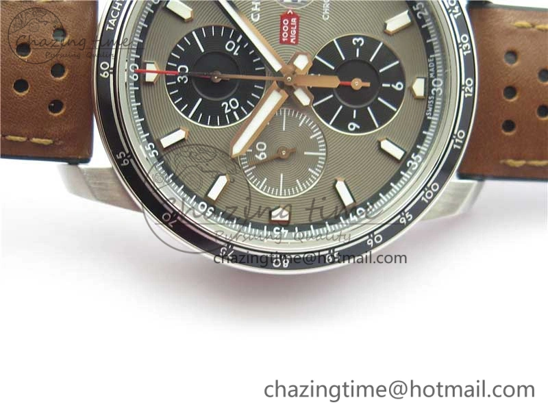 Mille Miglia 168571 SS V7F 1:1 Best Edition Gray Dial On Brown Rubber Strap A7750 to Cal.107179