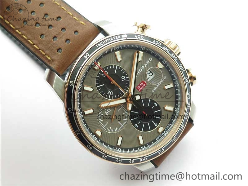 Mille Miglia 168571 SS RG V7F 1:1 Best Edition Gray Dial On Brown Rubber Strap A7750 to Cal.107179