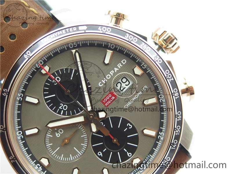 Mille Miglia 168571 SS RG V7F 1:1 Best Edition Gray Dial On Brown Rubber Strap A7750 to Cal.107179