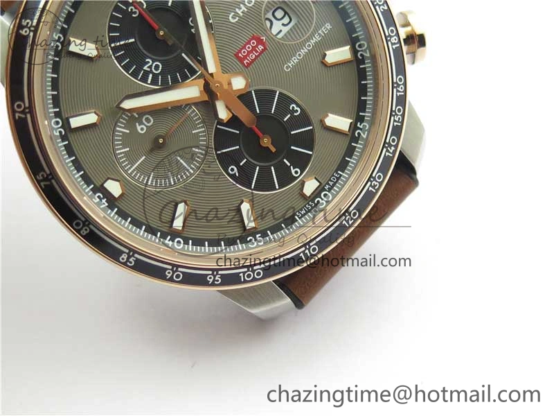 Mille Miglia 168571 SS RG V7F 1:1 Best Edition Gray Dial On Brown Rubber Strap A7750 to Cal.107179