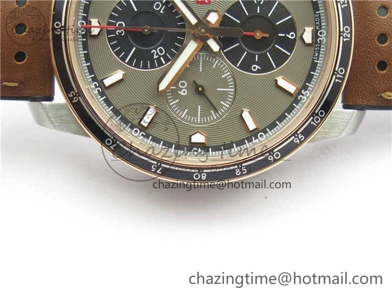 Mille Miglia 168571 SS RG V7F 1:1 Best Edition Gray Dial On Brown Rubber Strap A7750 to Cal.107179