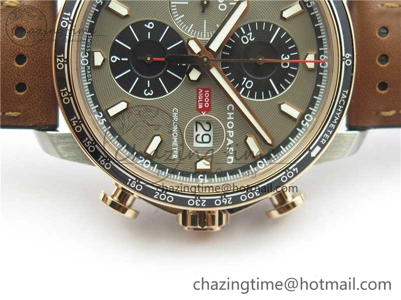 Mille Miglia 168571 SS RG V7F 1:1 Best Edition Gray Dial On Brown Rubber Strap A7750 to Cal.107179
