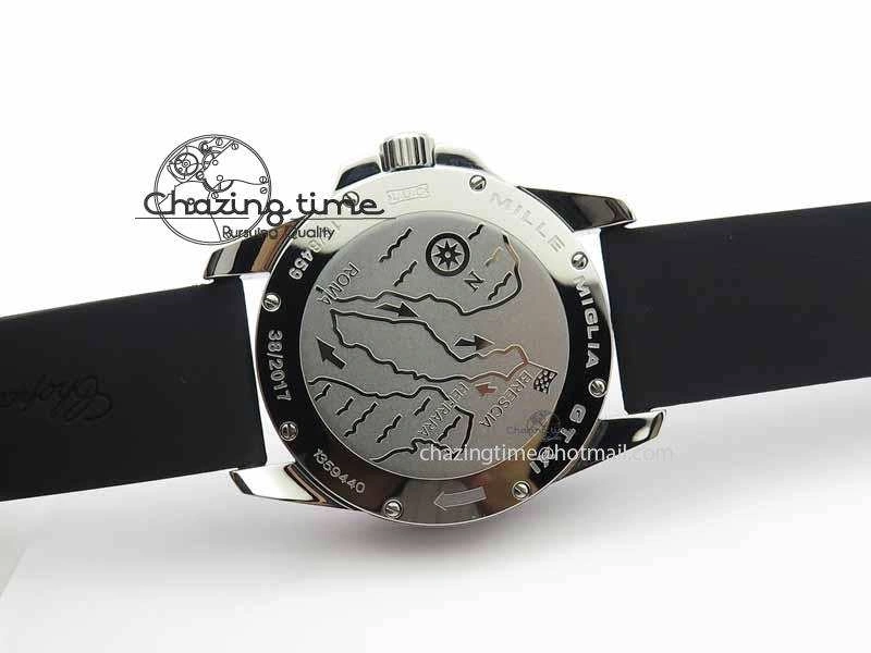 Mille Miglia SS Real Power Reserve Display Black Textured Dial On Black Rubber Strap A2824