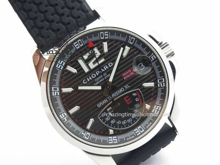 Mille Miglia SS Real Power Reserve Display Black Textured Dial On Black Rubber Strap A2824