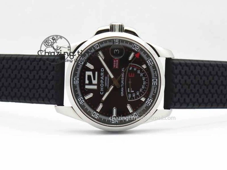 Mille Miglia SS Real Power Reserve Display Black Textured Dial On Black Rubber Strap A2824