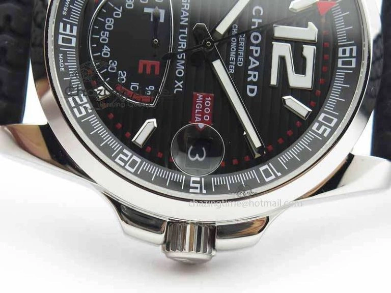 Mille Miglia SS Real Power Reserve Display Black Textured Dial On Black Rubber Strap A2824