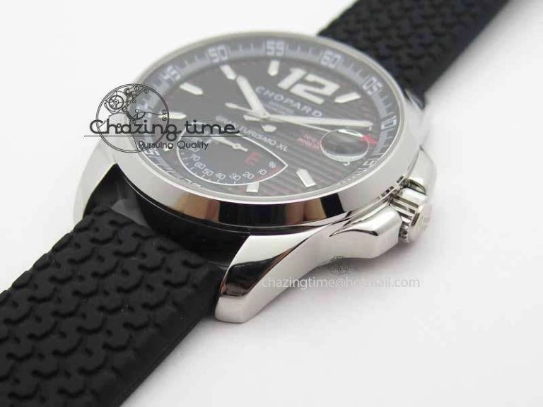 Mille Miglia SS Real Power Reserve Display Black Textured Dial On Black Rubber Strap A2824