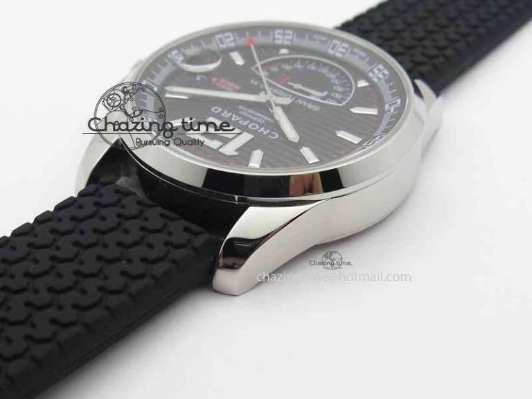 Mille Miglia SS Real Power Reserve Display Black Textured Dial On Black Rubber Strap A2824