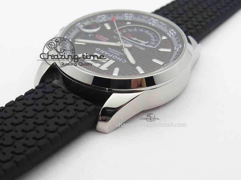 Mille Miglia SS Real Power Reserve Display Black Textured Dial On Black Rubber Strap A2824