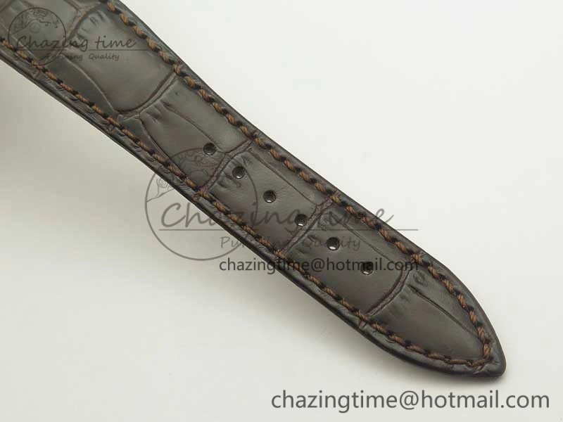 Millennium Series 15350 RG V9F 1:1 Best Edition Diamonds Bezel White Dial Black Markers on Brown Leather Strap A4101