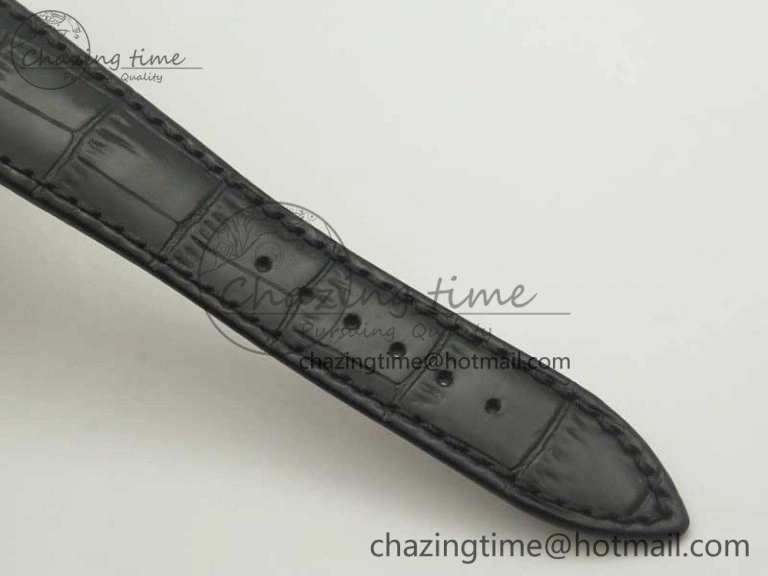 Millennium Series 15350 RG V9F 1:1 Best Edition Full Diamonds Black Markers on Black Leather Strap A4101