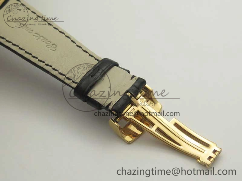 Millennium Series 15350 RG V9F 1:1 Best Edition Full Diamonds Black Markers on Black Leather Strap A4101