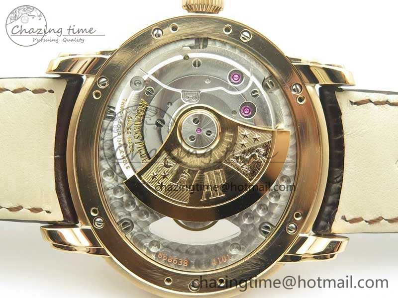 Millennium Series 15350 RG V9F 1:1 Best Edition Skeletonal Black Dial On Dark Brown Leather Strap A4101