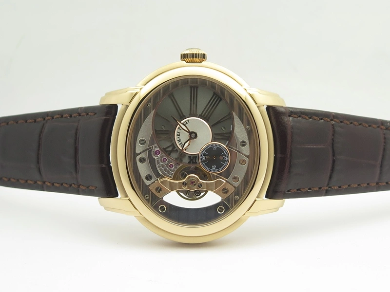 Millennium Series 15350 RG V9F 1:1 Best Edition Skeletonal Dial On Dark Brown Leather Strap A4101