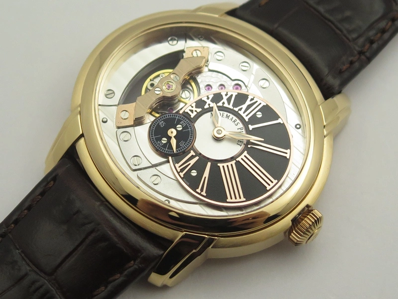 Millennium Series 15350 RG V9F 1:1 Best Edition Skeletonal Dial On Dark Brown Leather Strap A4101