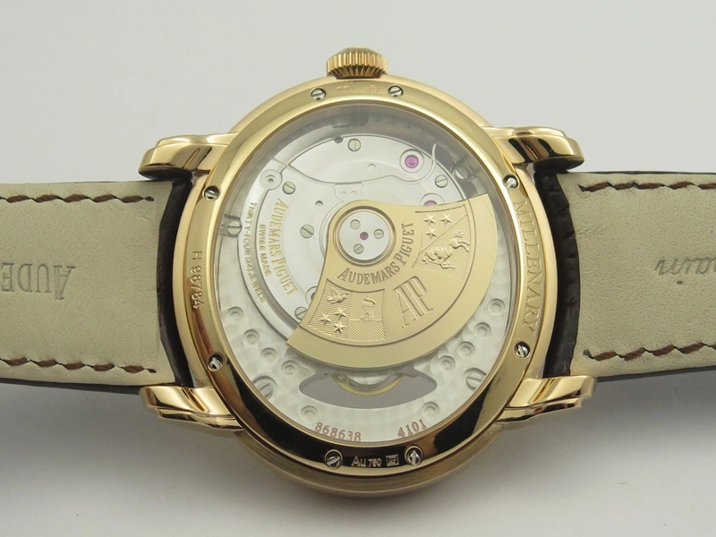Millennium Series 15350 RG V9F 1:1 Best Edition Skeletonal Dial On Dark Brown Leather Strap A4101