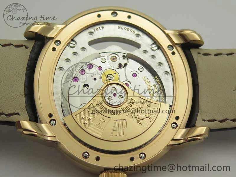 Millennium Series 15350 RG V9F 1:1 Best Edition Skeletonal Dial On Dark Brown Leather Strap A4101