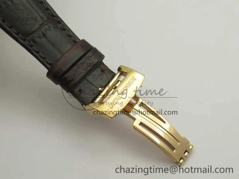 Millennium Series 15350 RG V9F 1:1 Best Edition Skeletonal Dial On Dark Brown Leather Strap A4101