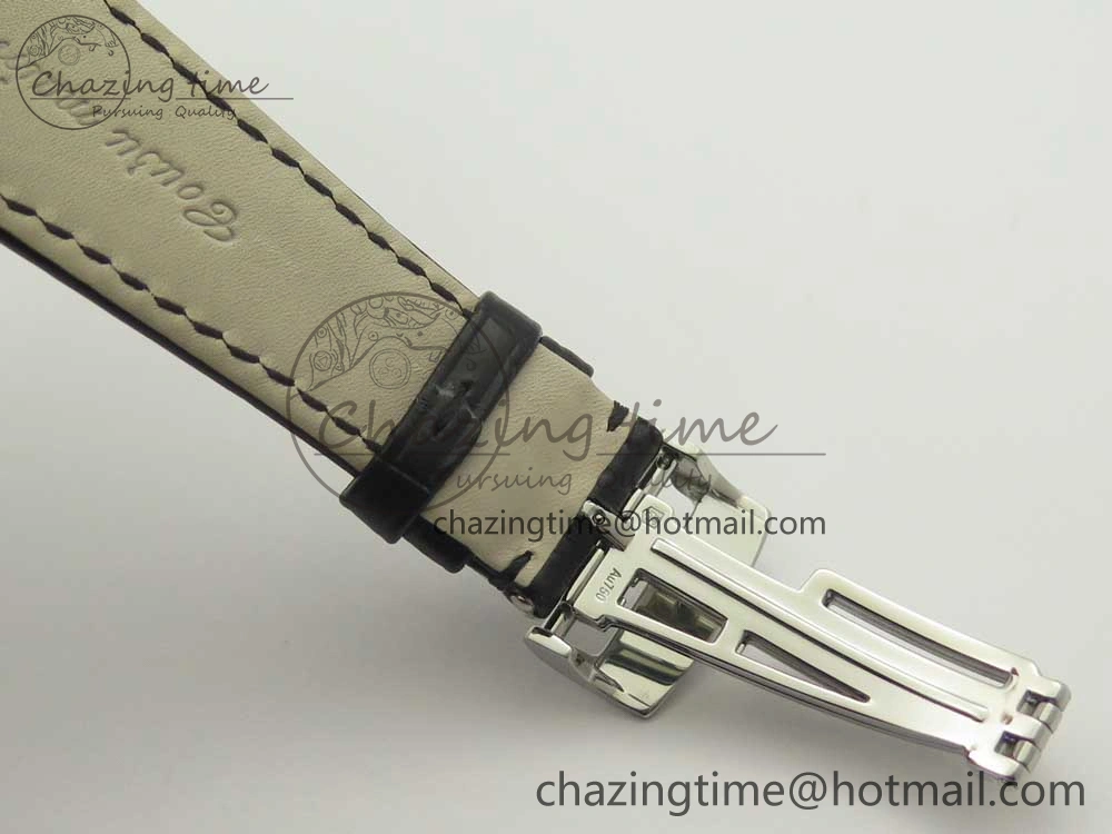 Millennium Series 15350 SS V9F 1:1 Best Edition Black Skeleton Dial on Black Leather Strap A4101