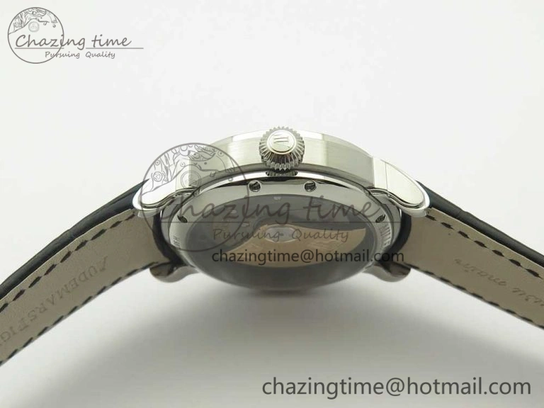 Millennium Series 15350 SS V9F 1:1 Best Edition Black Skeleton Dial on Black Leather Strap A4101