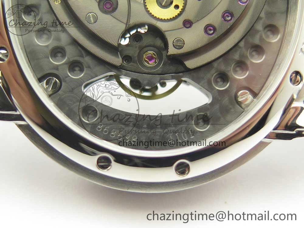 Millennium Series 15350 SS V9F 1:1 Best Edition Black Skeleton Dial on Black Leather Strap A4101