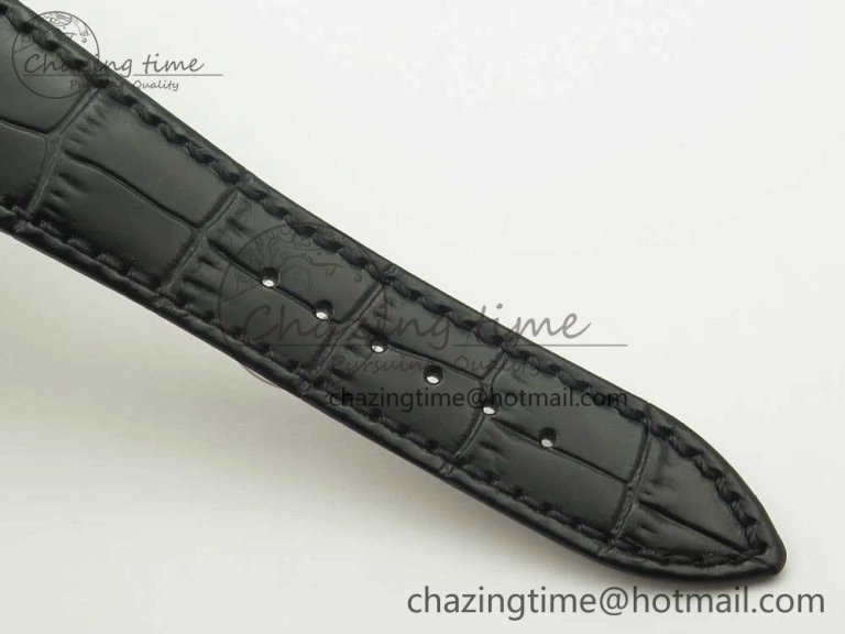 Millennium Series 15350 SS V9F 1:1 Best Edition Black Skeleton Dial on Black Leather Strap A4101