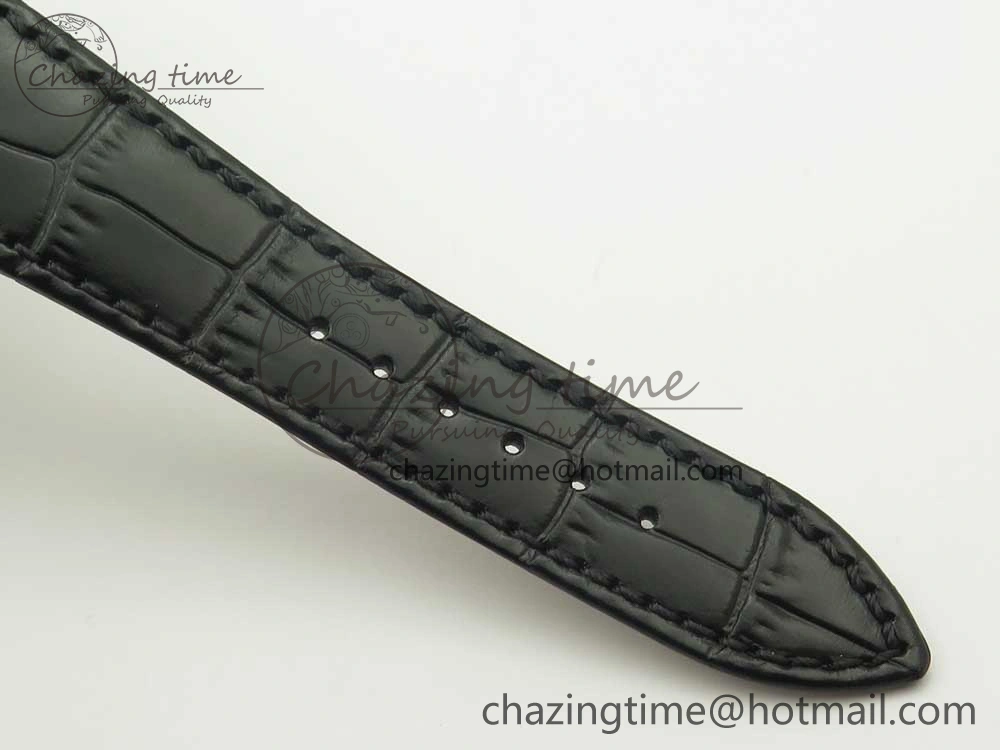 Millennium Series 15350 SS V9F 1:1 Best Edition Black Skeleton Dial on Black Leather Strap A4101