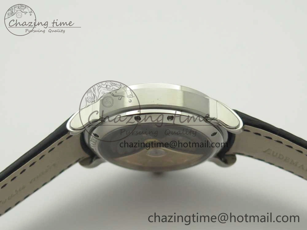 Millennium Series 15350 SS V9F 1:1 Best Edition Black Skeleton Dial on Black Leather Strap A4101