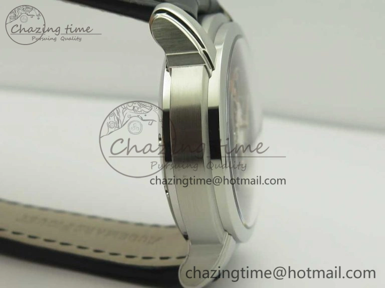 Millennium Series 15350 SS V9F 1:1 Best Edition Black White Skeleton Dial on Black Leather Strap A4101